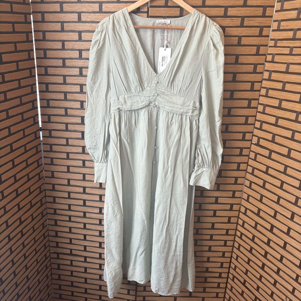 By The River Green And White Stripe Midi‎ Dress Size Large